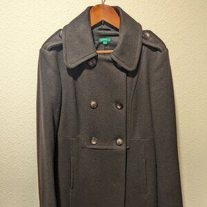 United Colors Of Benetton Chocolate Brown Wool Coat Size 42